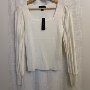 Women's White Long Sleeve Top
